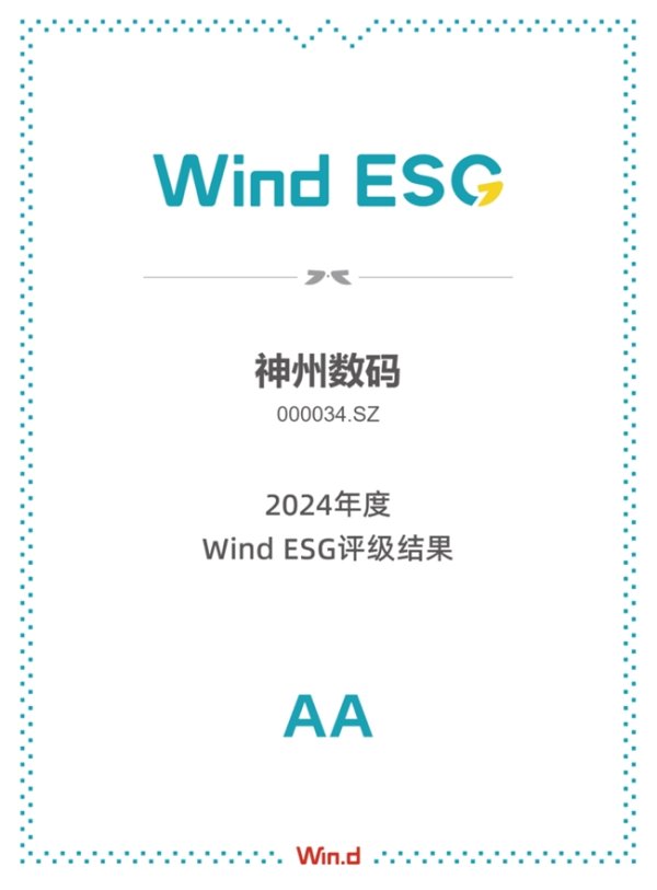 靠谱配资网站 首次突破！神州数码Wind ESG评级升至AA级，排名电子设备、仪器和元件行业第二
